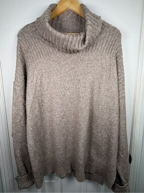 Renuar Taupe Cowl Neck Sweater Women's XXL Cozy Relaxed Fit Quiet Luxury Fall